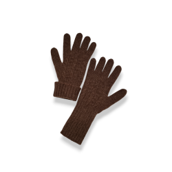 Gants longs en duvet de yak en maille torsadée, femme