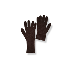 Gants longs en duvet de yak maille torsadée chocolat - taille unique - femme