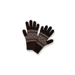 Gants en duvet de yak motif jacquard chocolat - taille unique - femme