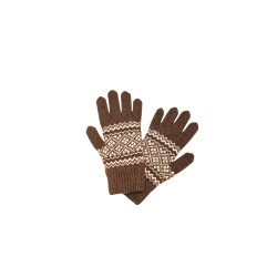 Gants en duvet de yak motif jacquard cappuccino femme