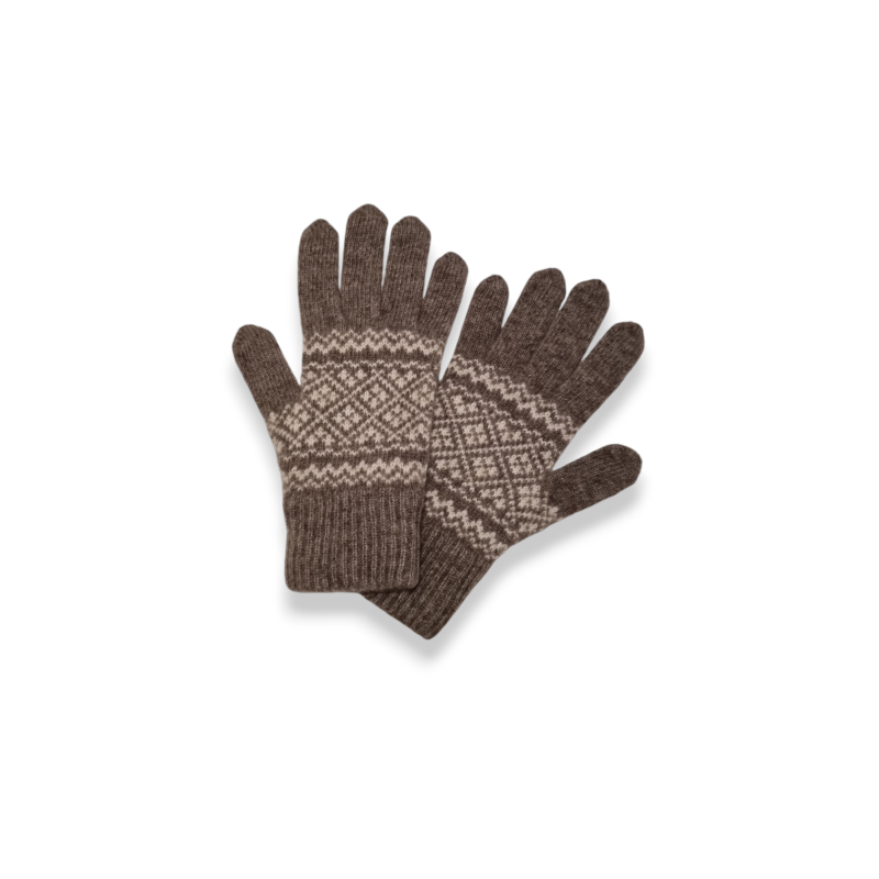 Gants en duvet de yak motif jacquard - Taille grande-Homme