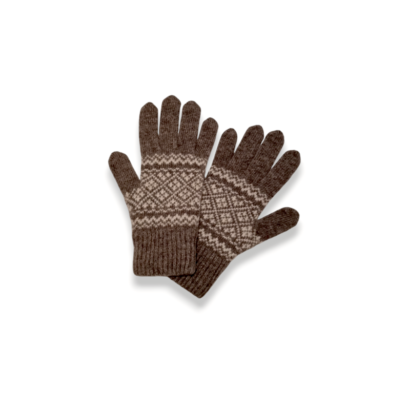 Gants en duvet de yak motif jacquard-Taille grande - Homme