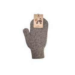 Moufles tricot doublé en laine de mouton, gris