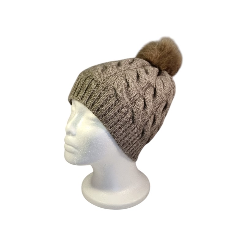 Bonnet en duvet de yak, gris, femme